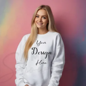 Womens White Sweatshirt Mockup-23 Front View | For Etsy, Shopify and POD Sellers
