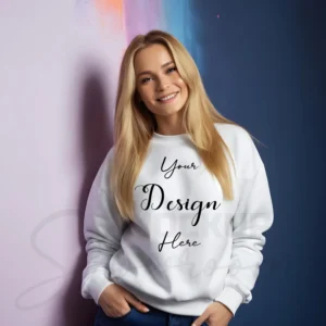 Womens White Sweatshirt Mockup-25 Front View | For Etsy, Shopify and POD Sellers