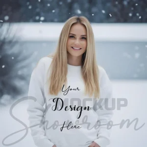 Womens White Sweatshirt Mockup-6 Front View | For Etsy, Shopify and POD Sellers