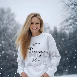 Womens White Sweatshirt Mockup-7 Front View | For Etsy, Shopify and POD Sellers