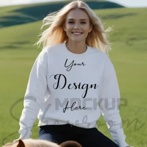 Womens White Sweatshirt Mockup-8 Front View | For Etsy, Shopify and POD Sellers