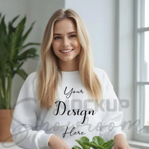 Womens White Sweatshirt Mockup-9 Front View | For Etsy, Shopify and POD Sellers