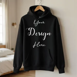 Black Hanging Hoodie Mockup, Front View