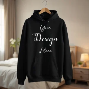 Black Hanging Hoodie Mockup, Front View