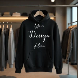 Black Hanging Hoodie Mockup, Front View
