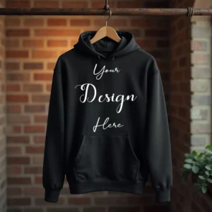 Black Hanging Hoodie Mockup, Front View