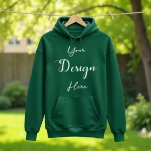 Green Hanging Hoodie Mockup, Front View
