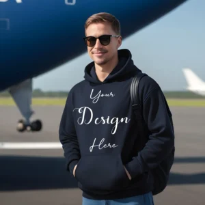 Mens Black Hoodie Mockup, Front View