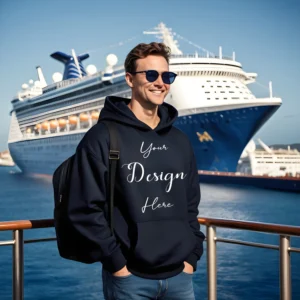 Mens Black Hoodie Mockup, Front View