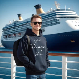 Mens Black Hoodie Mockup, Front View