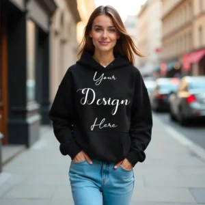 Women's Black Hoodie MockupFront View