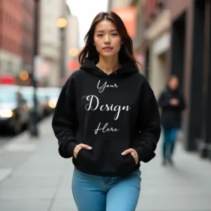 Women's Black Hoodie MockupFront View