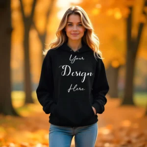 Women's Black Hoodie MockupFront View