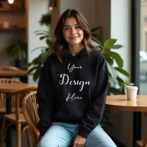 Women's Black Hoodie MockupFront View