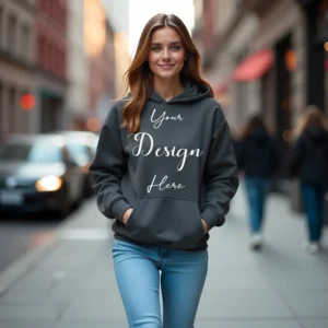 Women's Dark Gray Hoodie MockupFront View