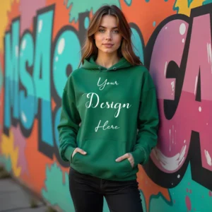 Women's Green Hoodie MockupFront View