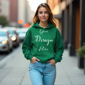 Women's Green Hoodie MockupFront View
