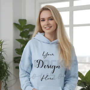 Women's Light Blue Hoodie MockupFront View