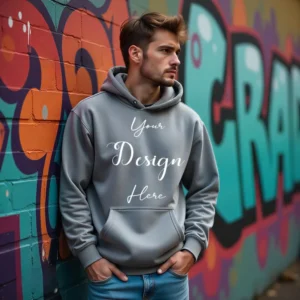 Mens Light Gray Hoodie Mockup, Front View