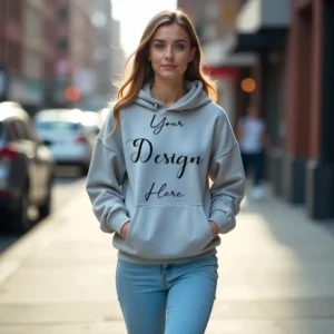 Women's Light Gray Hoodie MockupFront View