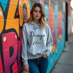 Women's Light Gray Hoodie MockupFront View