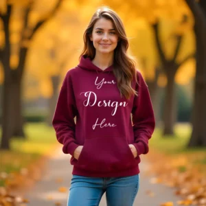 Women's Maroon Hoodie MockupFront View