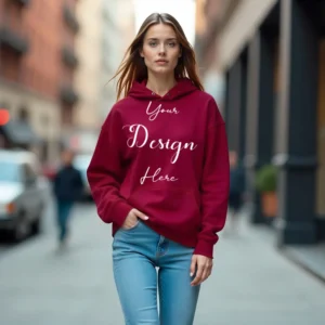 Women's Maroon Hoodie MockupFront View