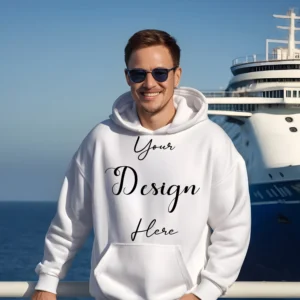 Mens White Hoodie Mockup, Front View
