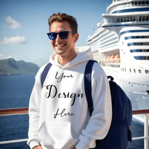 Mens White Hoodie Mockup, Front View