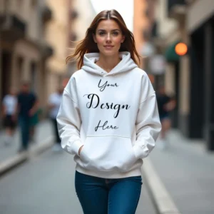 Women's White Hoodie MockupFront View