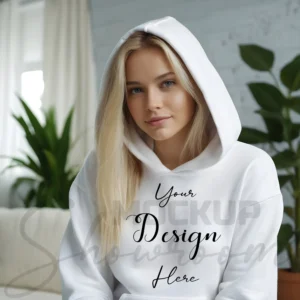 Women's White Hoodie MockupFront View