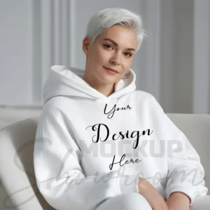 Women's White Hoodie MockupFront View