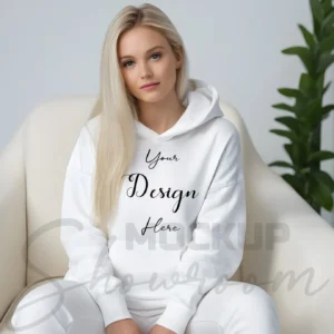 Women's White Hoodie MockupFront View