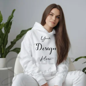 Women's White Hoodie MockupFront View
