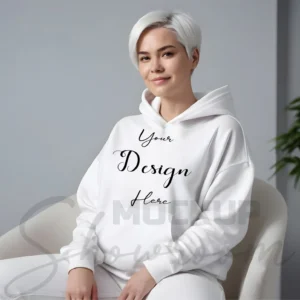 Women's White Hoodie MockupFront View