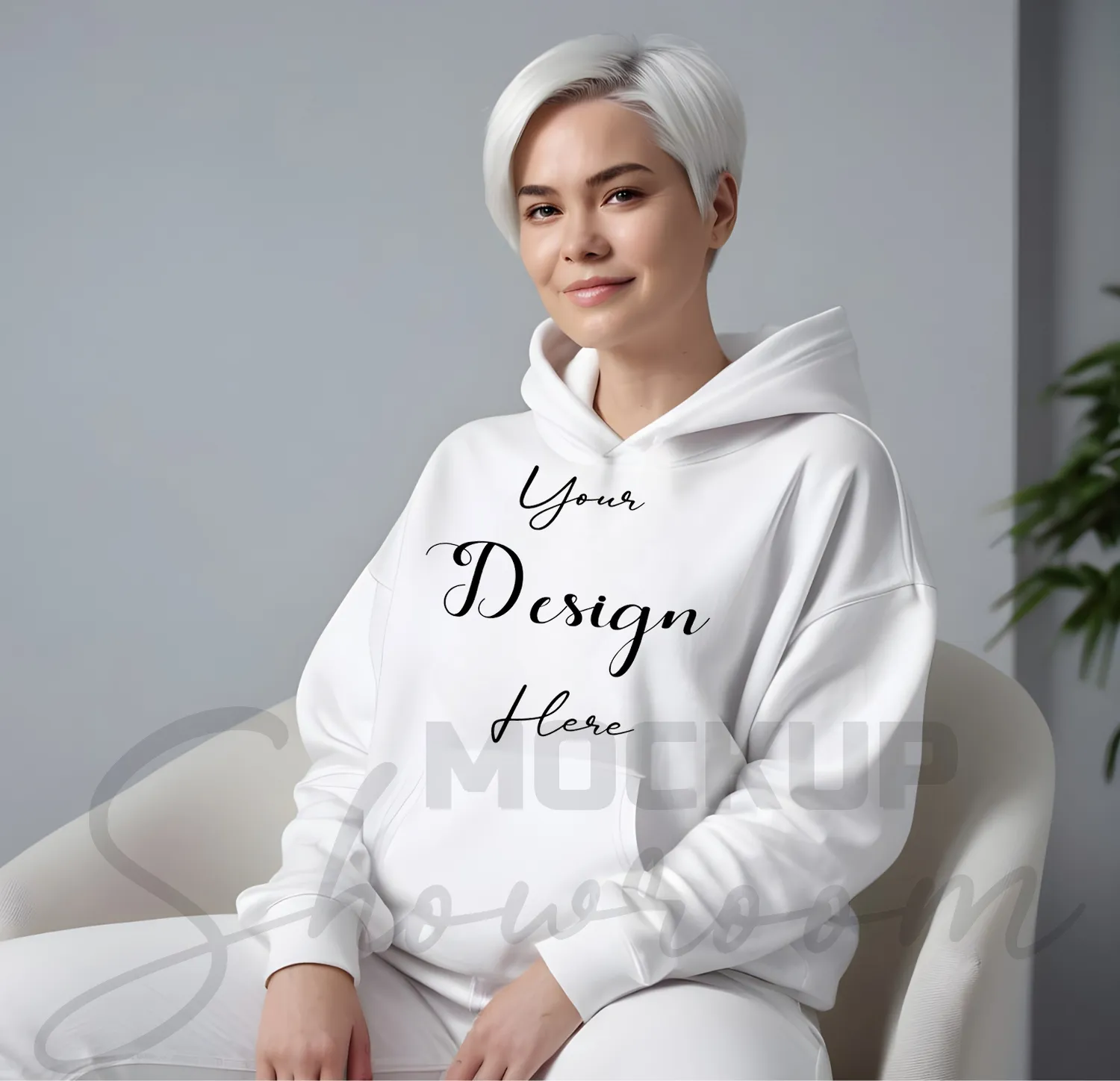 Women's White Hoodie MockupFront View