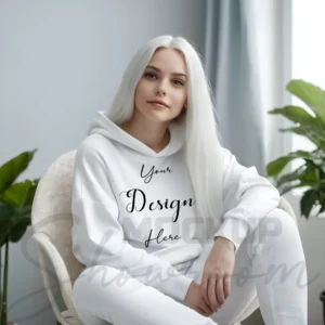 Women's White Hoodie MockupFront View