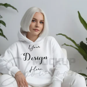 Women's White Hoodie MockupFront View