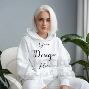 Women's White Hoodie MockupFront View