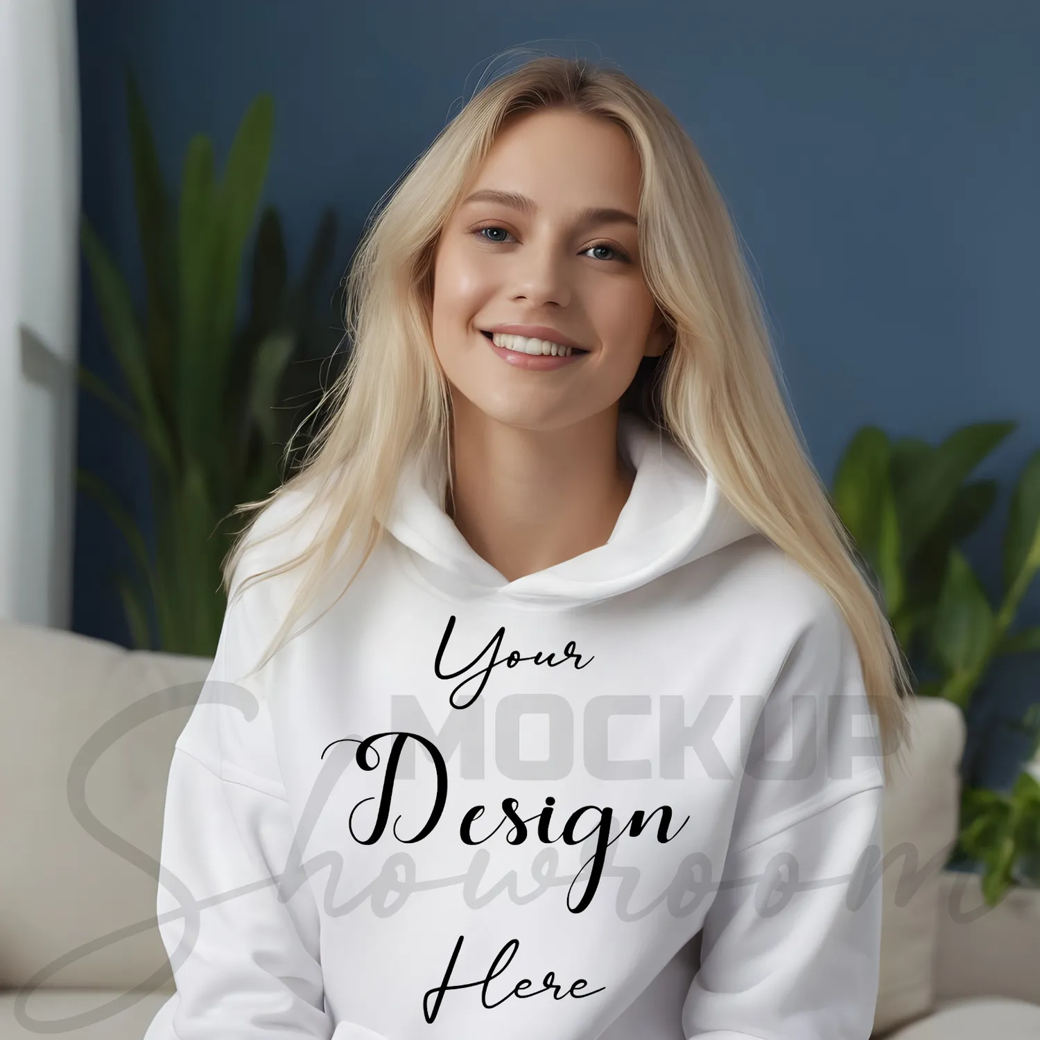 Women's White Hoodie MockupFront View