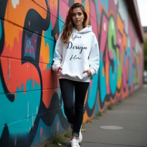Women's White Hoodie MockupFront View