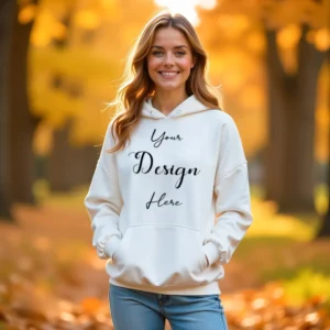 Women's White Hoodie MockupFront View