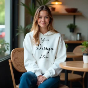 Women's White Hoodie MockupFront View