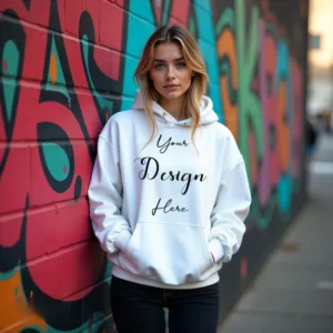 Women's White Hoodie MockupFront View