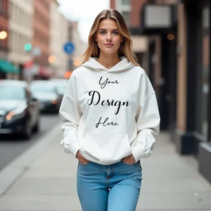 Women's White Hoodie MockupFront View