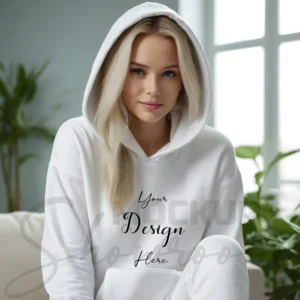 Women's White Hoodie MockupFront View