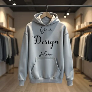 Light Gray Hanging Hoodie Mockup, Front View