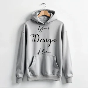Light Gray Hanging Hoodie Mockup, Front View