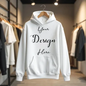 White Hanging Hoodie Mockup, Front View
