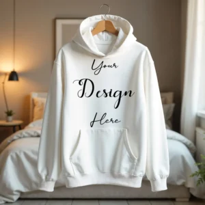 White Hanging Hoodie Mockup, Front View